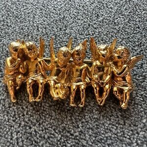 EDGAR BEREBI LIMITED EDITION CHERUBS "ALL IN A ROW" BROOCH